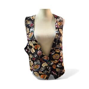 Fresh Impressions Breakfast Print Vest – Fun Retro Food Pattern